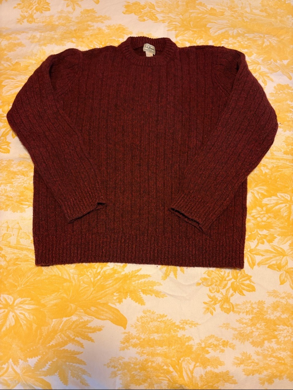 L.L. Bean Men's Crewneck Ribbed Sweater - Burgundy Melange